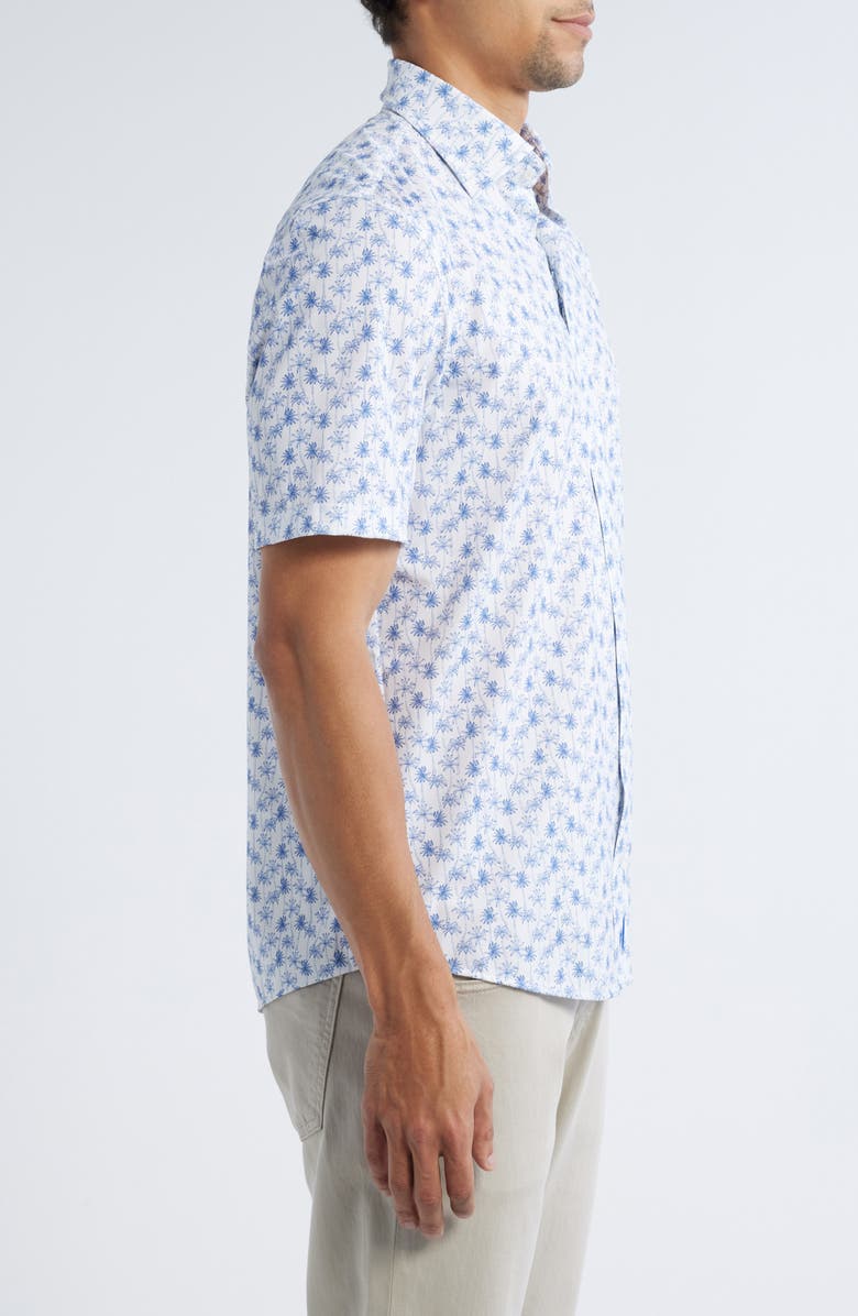 johnnie-O Mendocino Hangin' Out Palm Tree Print Short Sleeve Knit Button-Up Shirt, Alternate, color, 