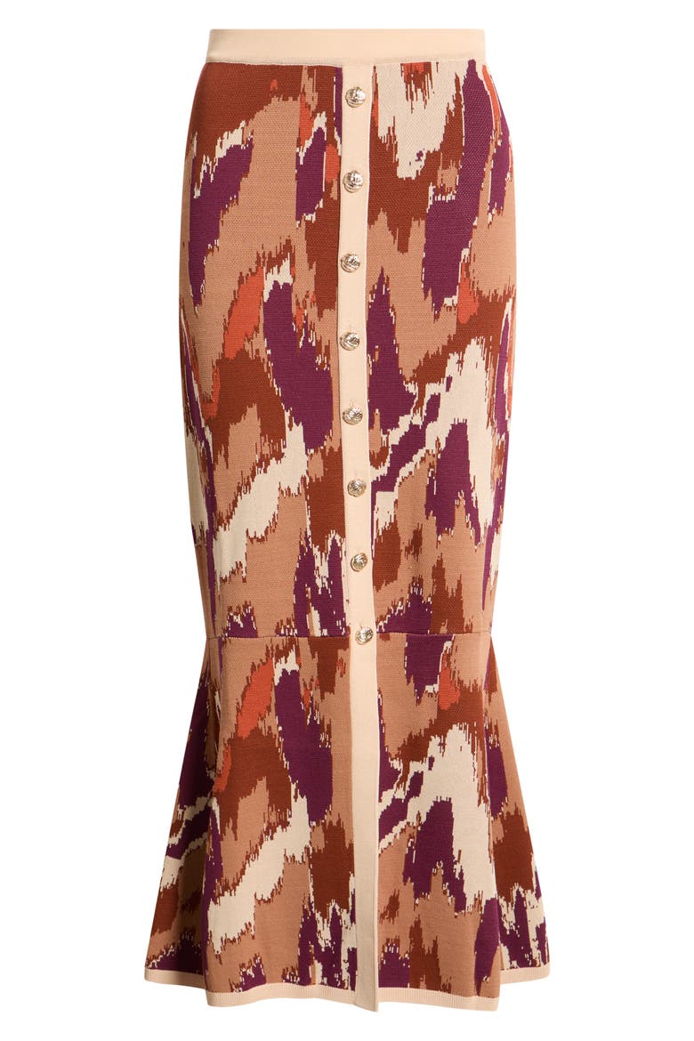 Mel Knit Midi Skirt, Alternate, color, AMBER BRUSH PRINT KNIT