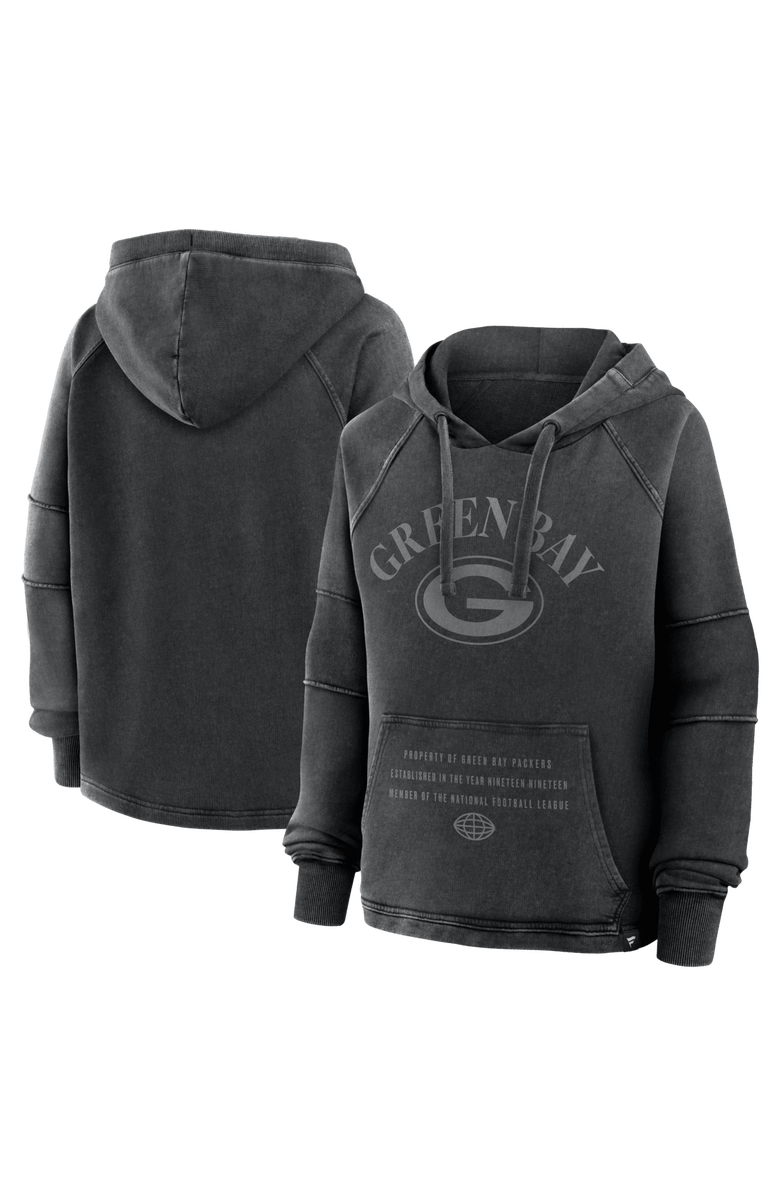 FANATICS Women's Fanatics Black Green Bay Packers Oversized Raglan Gridiron Hoodie, Main, color, Black