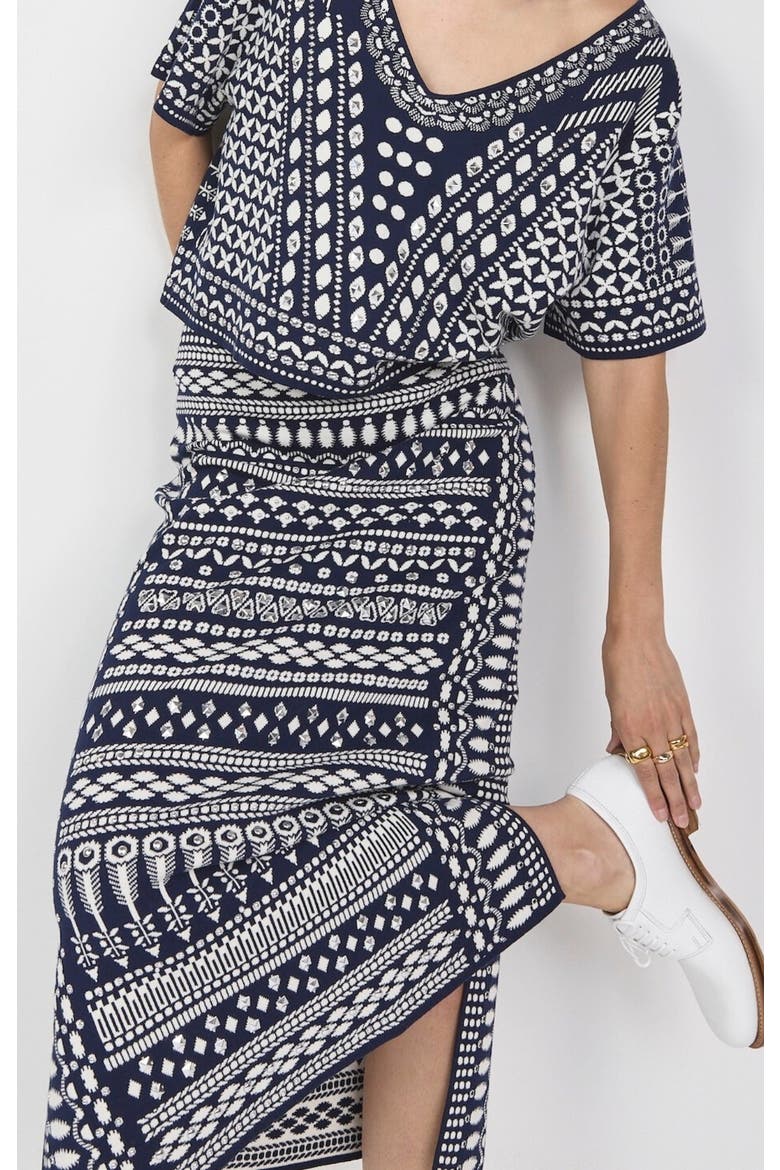 Tlalli Knit Skirt, Alternate, color, Navy & Silver
