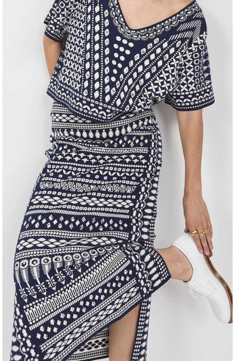 Temperley London Tlalli Knit Skirt, Alternate, color, Navy & Silver