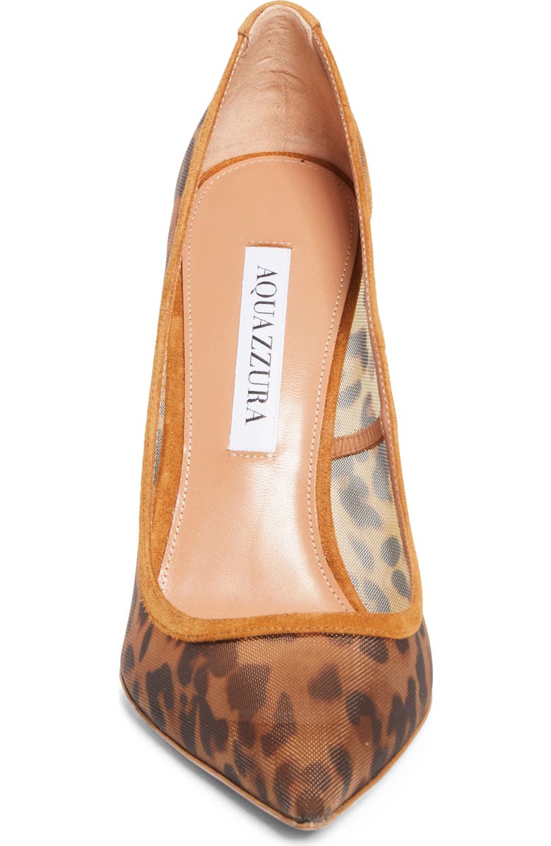 Aquazzura Nude Leopard Print Mesh Pump, Alternate, color, Natural/ Cognac