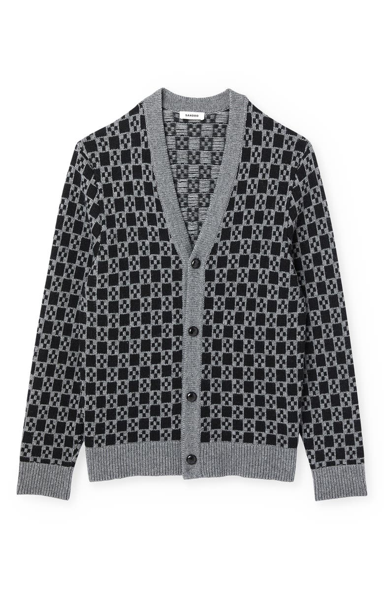 SANDRO Cross Geo Pattern Cardigan, Main, color,