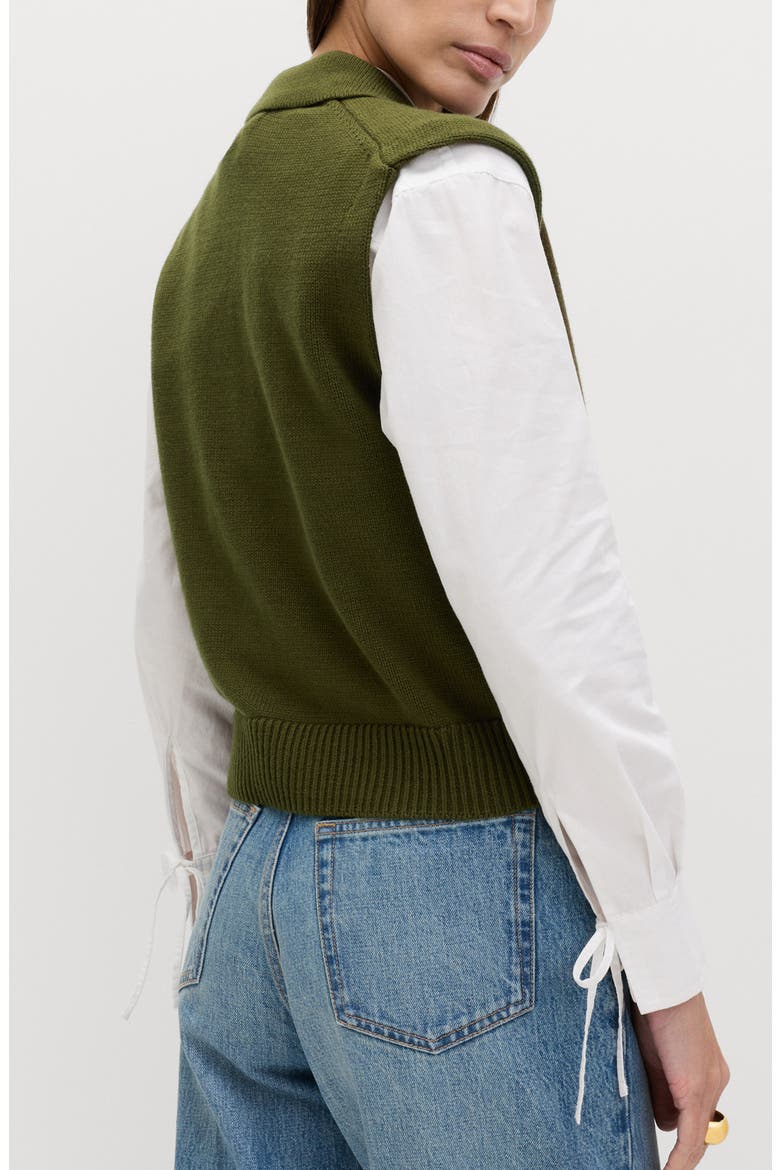 Polo Collar Sweater Vest, Alternate, color, DARK KHAKI