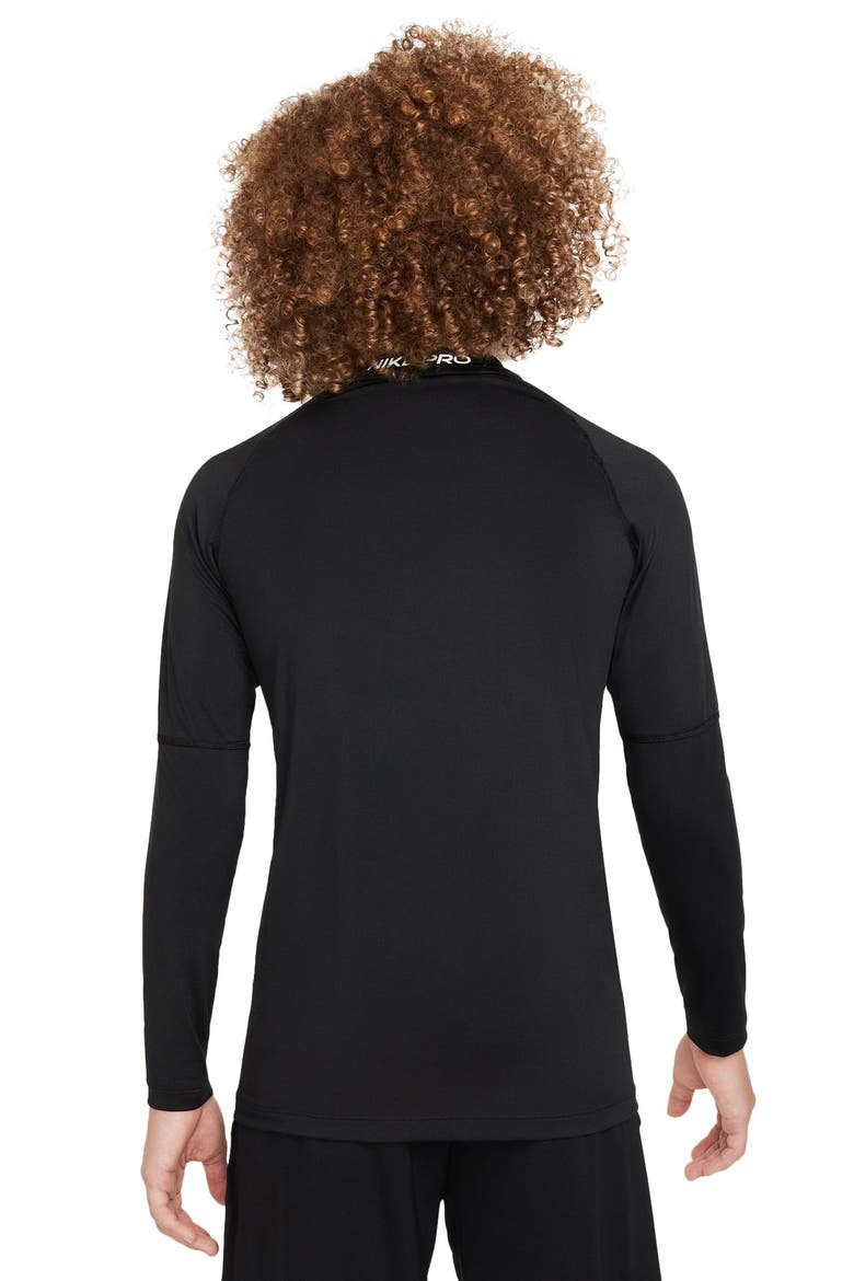 Kids' Pro Dri-FIT Long Sleeve Top, Alternate, color, BLACK/ WHITE