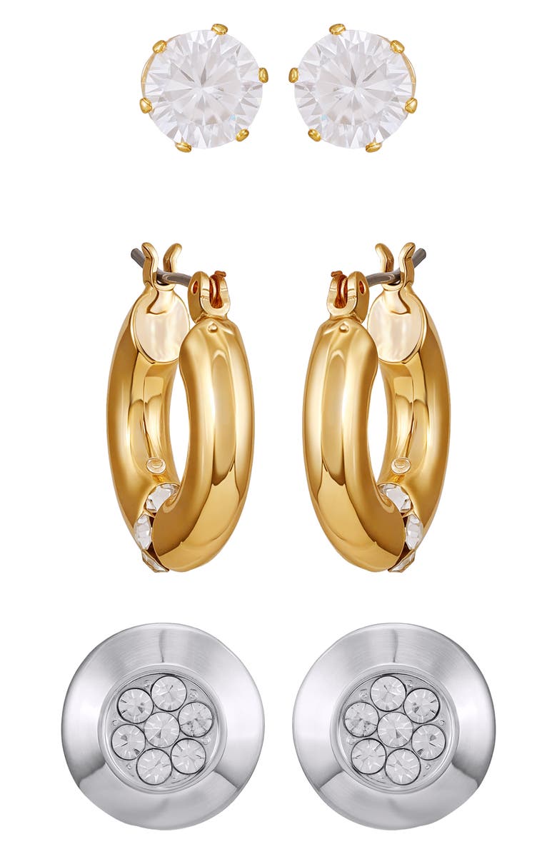 Vince Camuto Hoop and Stud Earring Set, Alternate, color, Two Tone