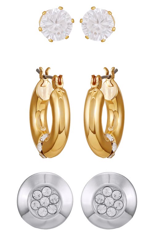 Vince Camuto Hoop And Stud Earring Set In Gold