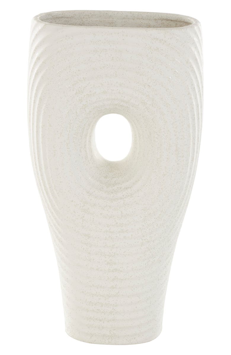 GINGER BIRCH STUDIO Textured Ceramic Vase, Alternate, color, White