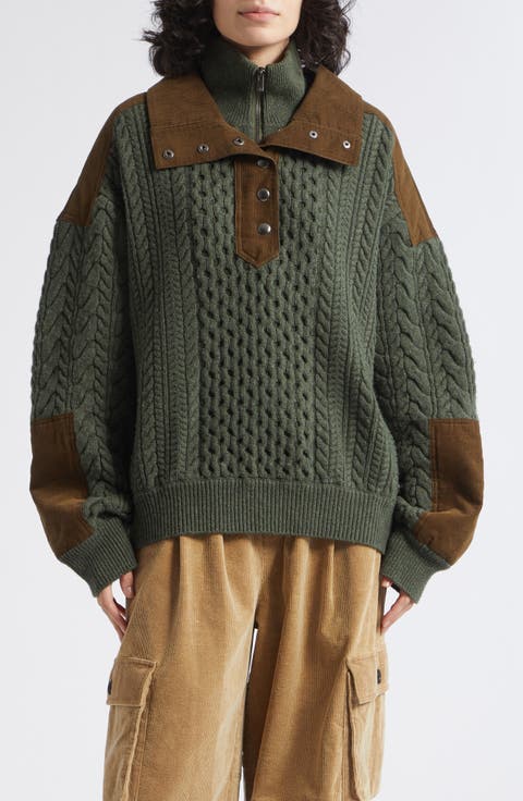 Allen Cable Half Zip Double Layer Sweater