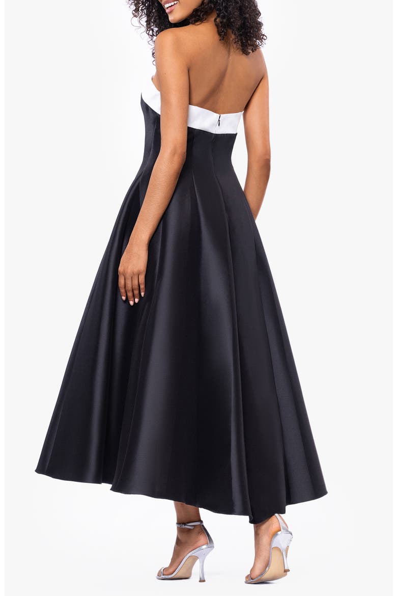Contrast Strapless Mikado Ballgown, Alternate, color, BLACK/ WHITE