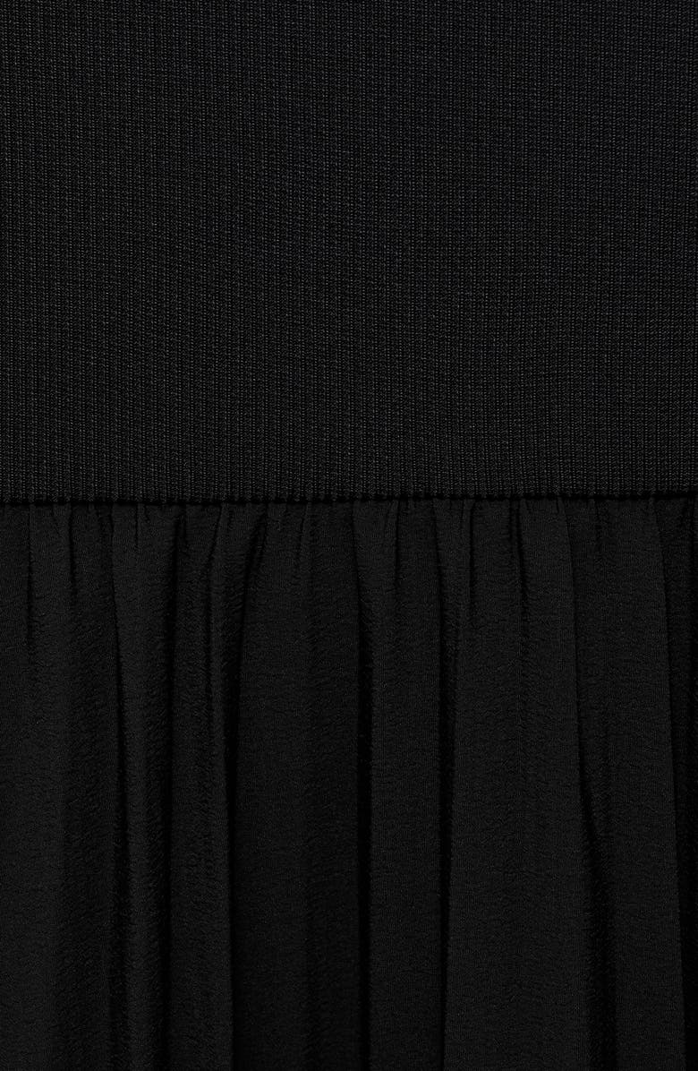 MANGO Sleeveless Pleated Asymmetric Dress, Alternate, color, Black/ White