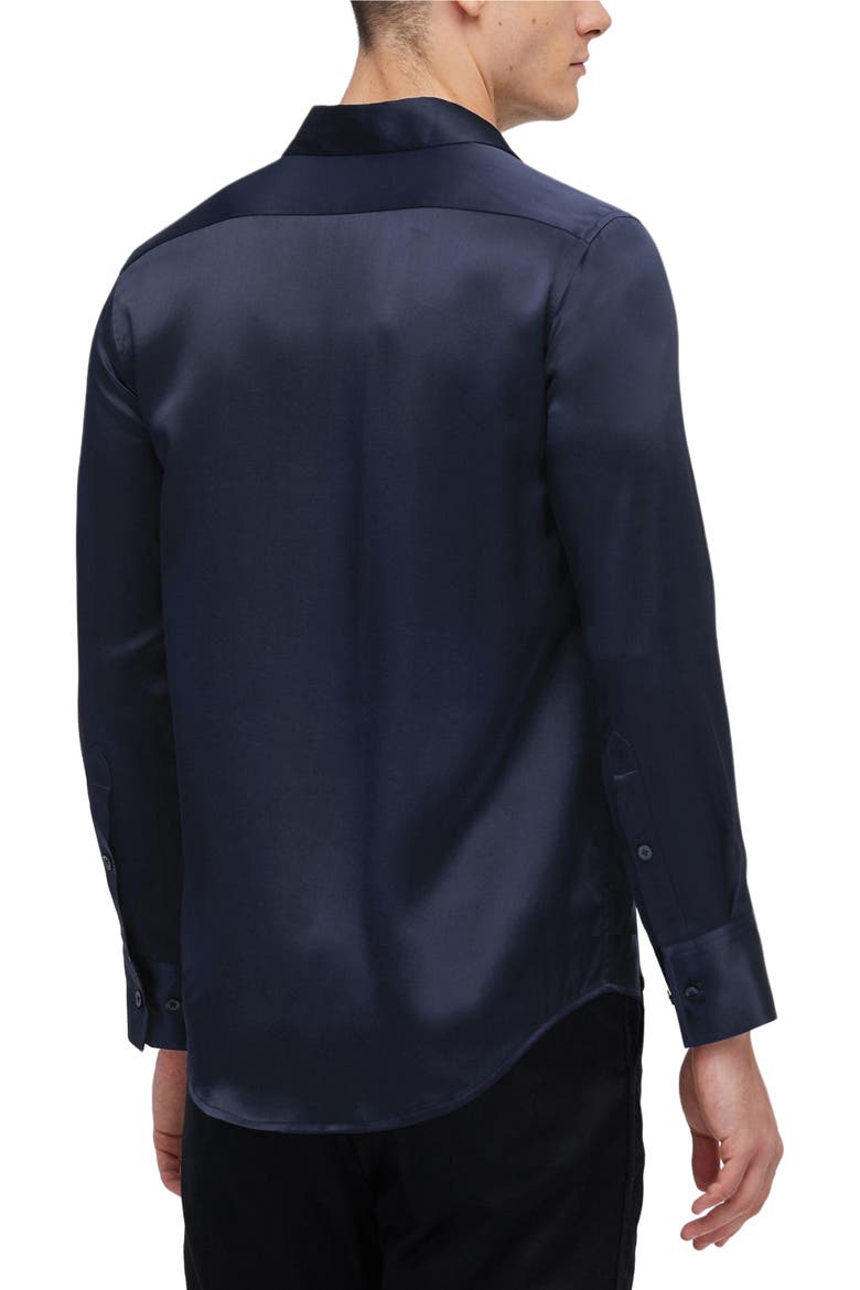 Mulberry Silk Basic Mens Shirt, Alternate, color, Navy Blue