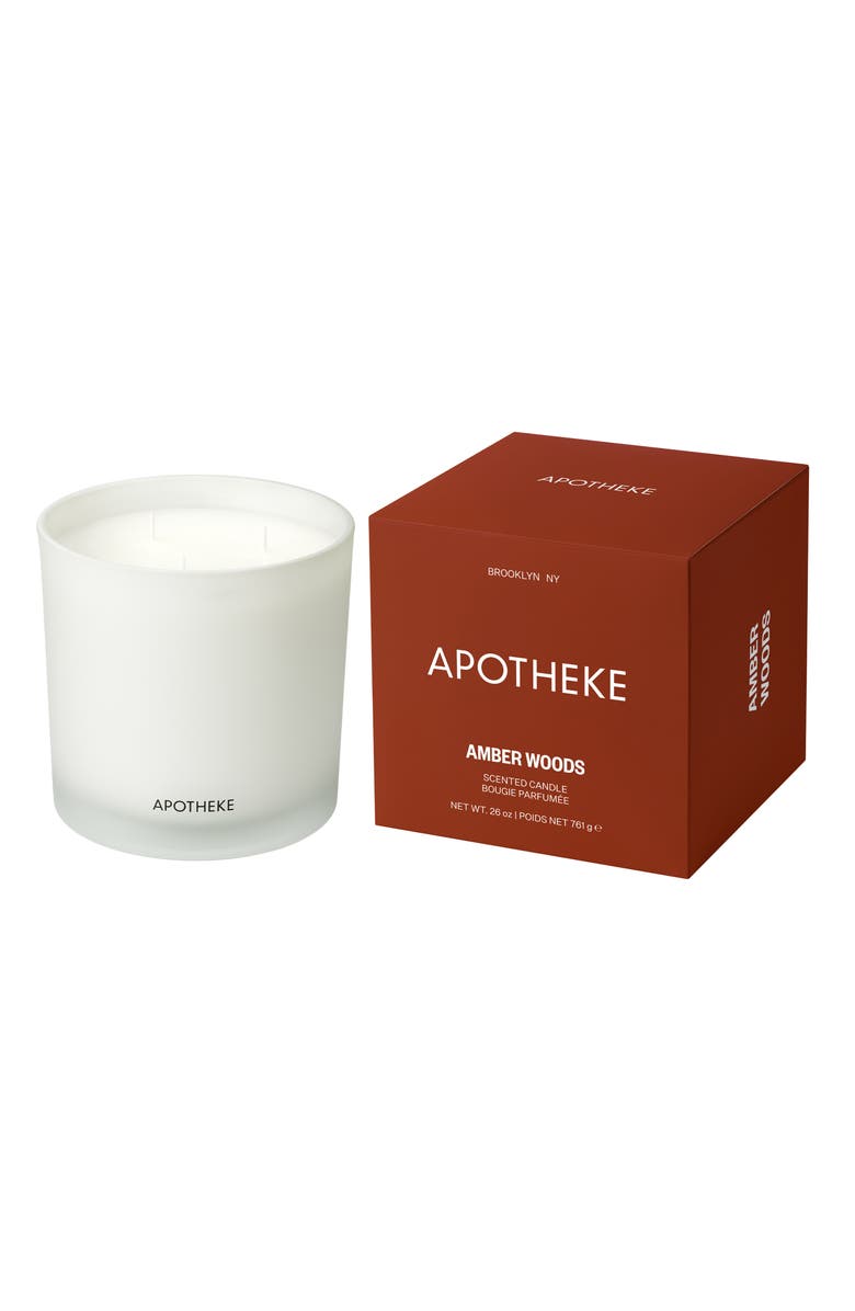 APOTHEKE Amber Woods Three-Wick Scented Candle, Main, color, White