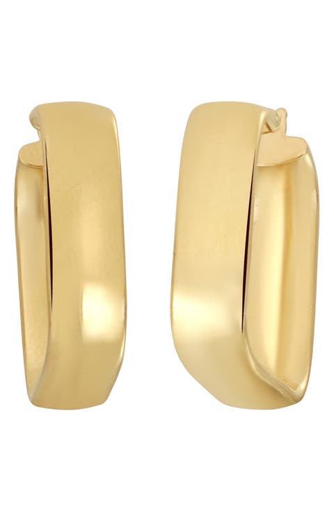 14K Gold Rectangular Hoop Earrings