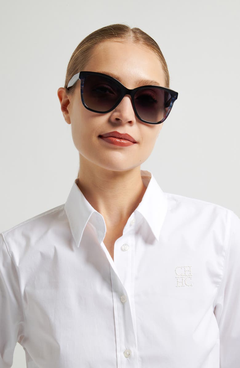 Carolina Herrera 56mm Gradient Butterfly Sunglasses, Alternate, color, Black/ Dark Grey