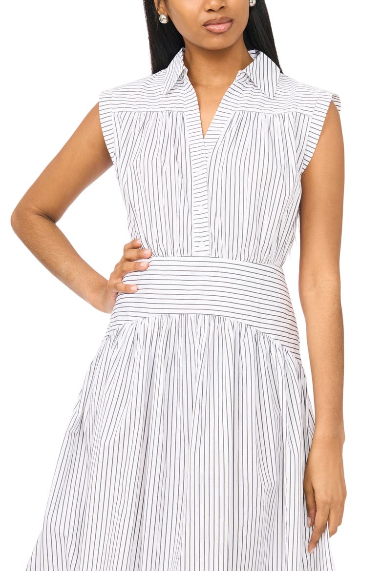 Sleeveless Cotton Poplin Fit & Flare Shirtdress, Alternate, color, IRON GATE