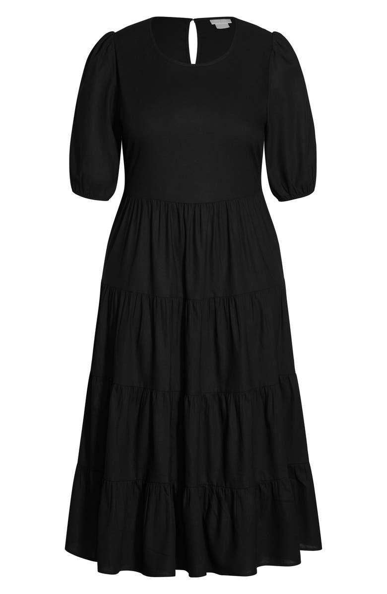 City Chic Contempo Linen & Cotton Midi Dress, Alternate, color,