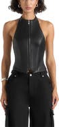 Manière De Voir Claudette Leather Halterneck Backless Top