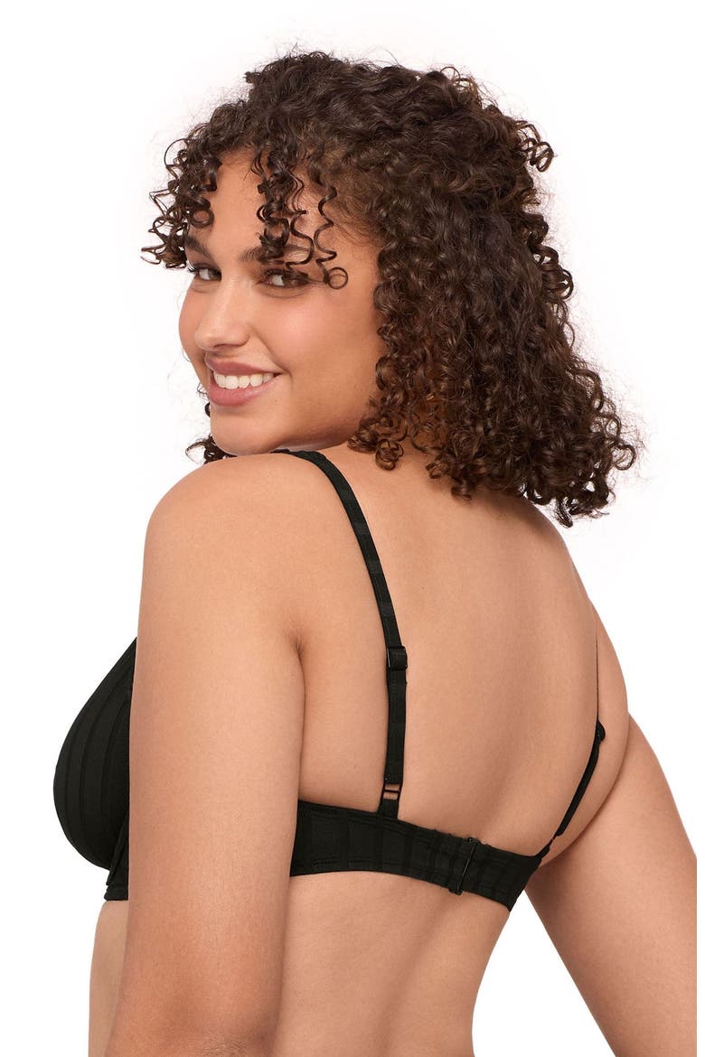Supportive and Sculpting Wide Ribbed Tall Underwire Bikini Swimsuit Top, Alternate, color, Onyx Black Wide Rib