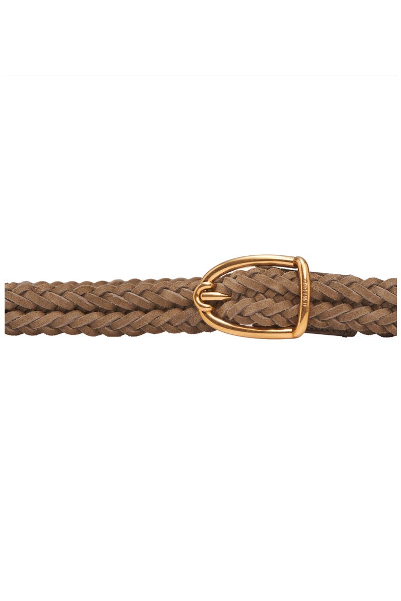 Angled Buckle Woven Suede Belt, Alternate, color, TAUPE