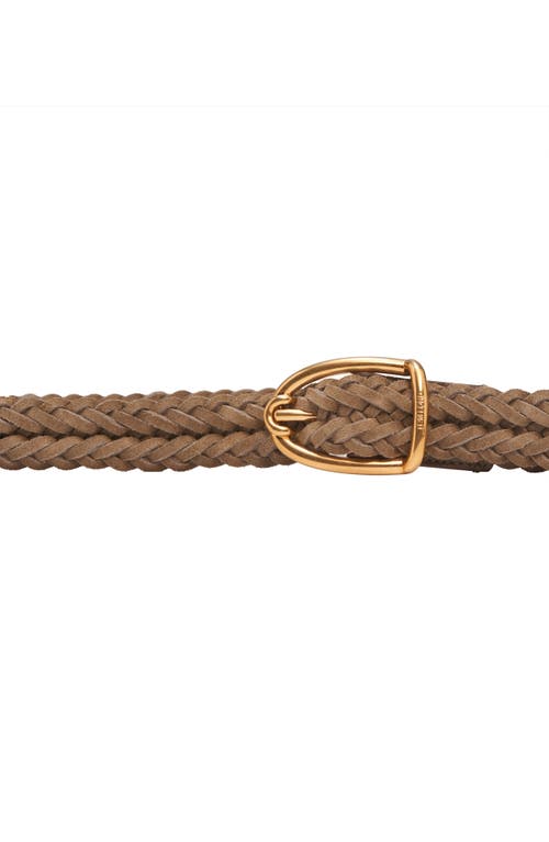 Tom Ford Angled Buckle Woven Suede Belt In Brown