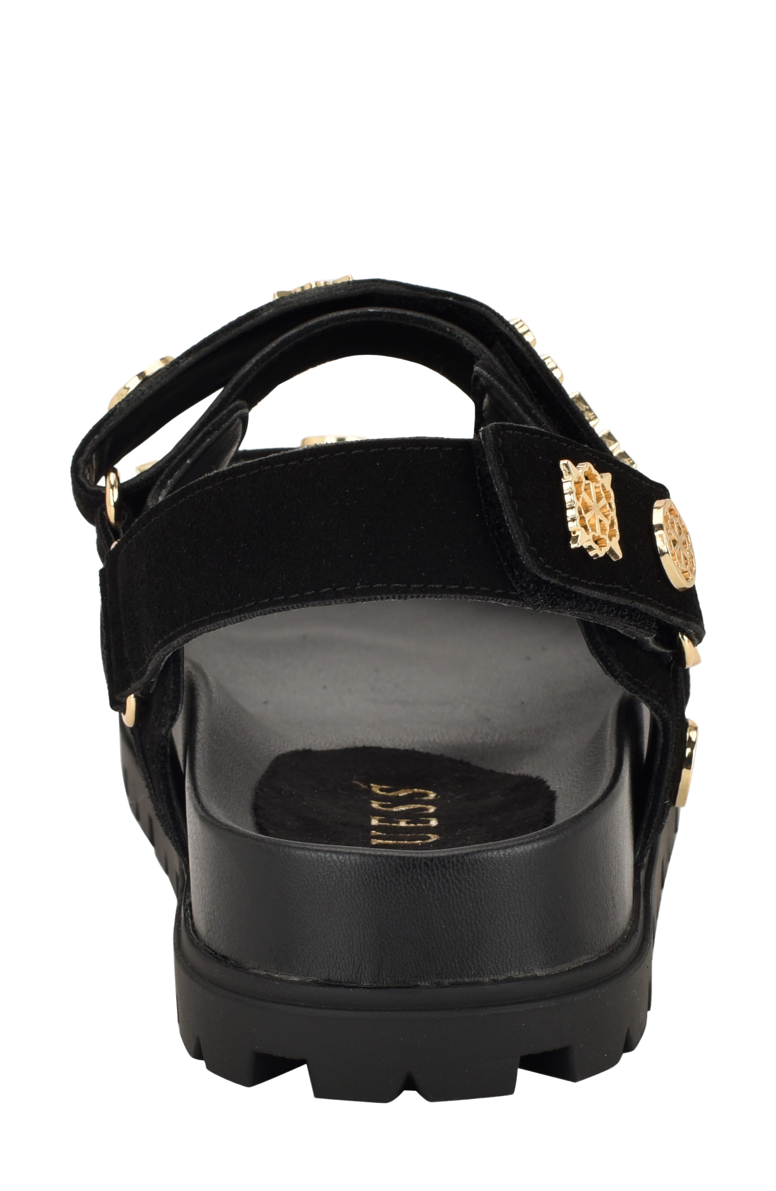 GUESS Florizi Studded Quarter Strap Sandal, Alternate, color, Black