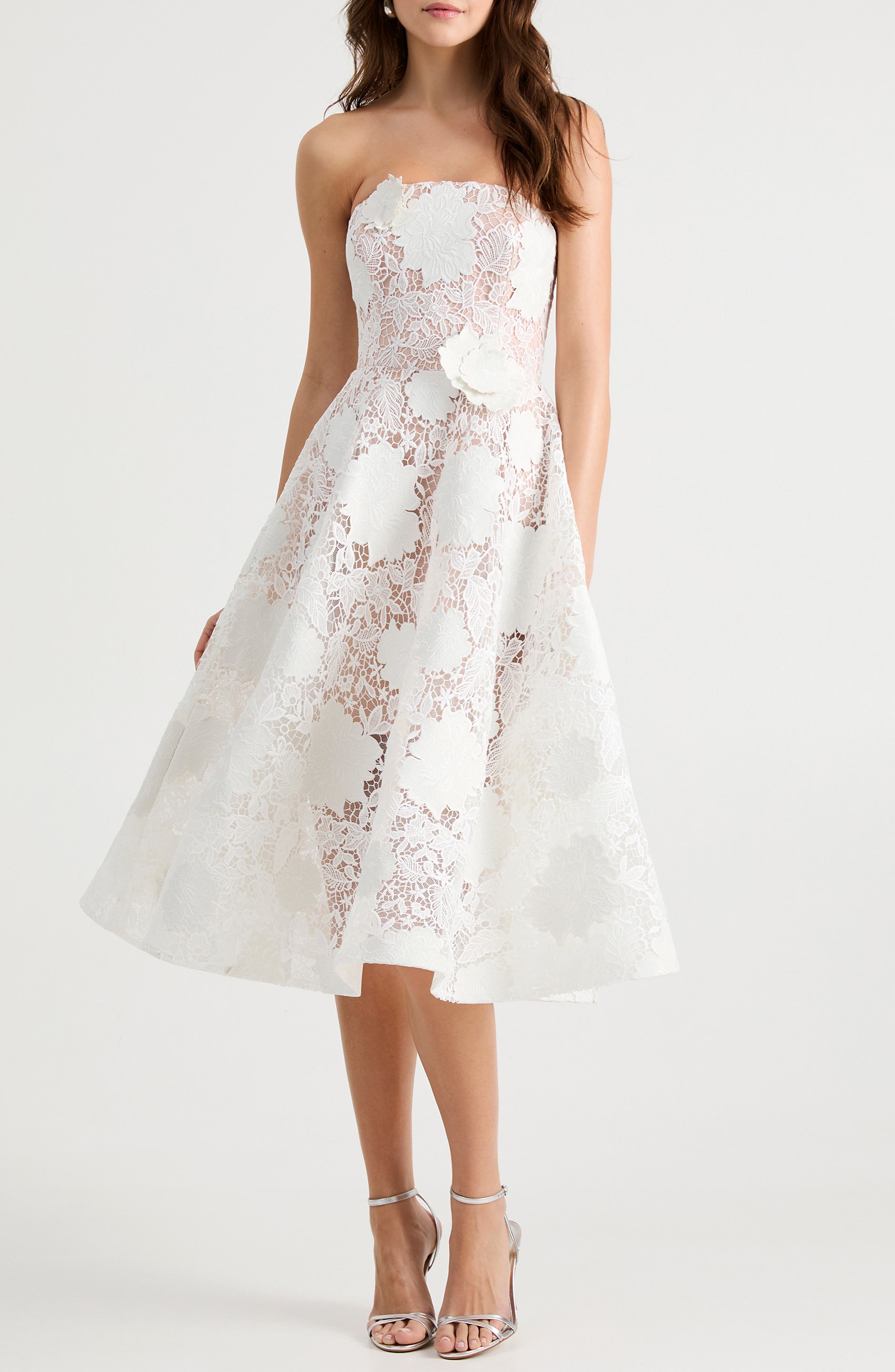 Cassandra Strapless Guipure Lace Dress