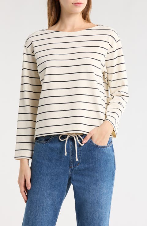 Luxe Stripe Sueded Cotton T-Shirt