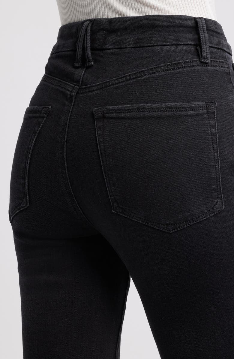 Good American Good Waist Raw Hem Crop Jeans, Alternate, color, Black343