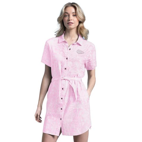 Women's Margaritaville  Pink Kansas City Chiefs Palm Linen Dress