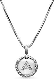 David Yurman Initial Charm Necklace with Diamonds