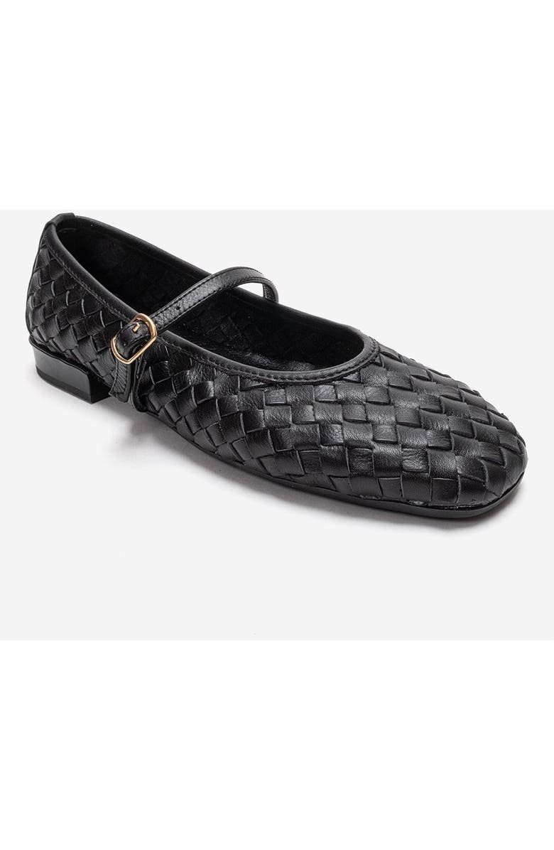 Forever & Always Shoes Yevora Leather Woven Strap Ballet Flat, Alternate, color, Black