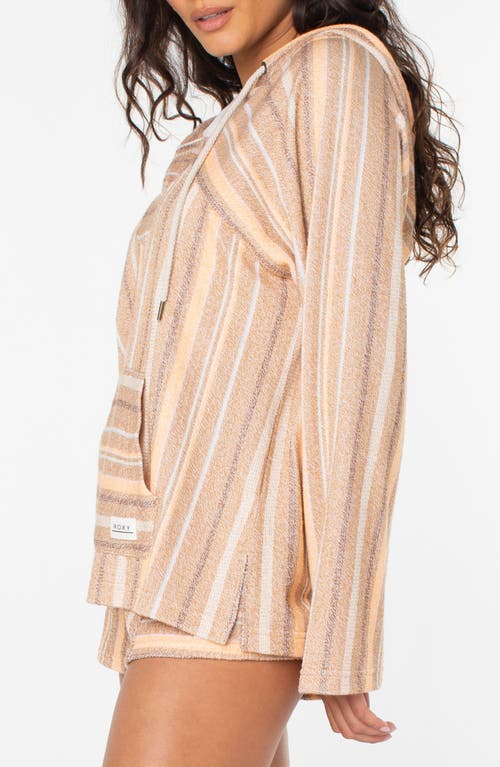Roxy Wild & Free Stripe Baja Hoodie In Brown