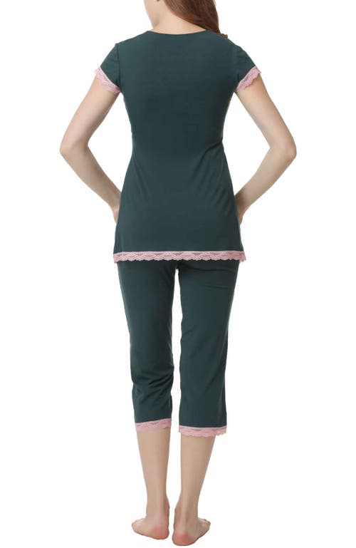 Kimi & Kai Cindy Maternity/nursing Pajamas Set In Forest Green