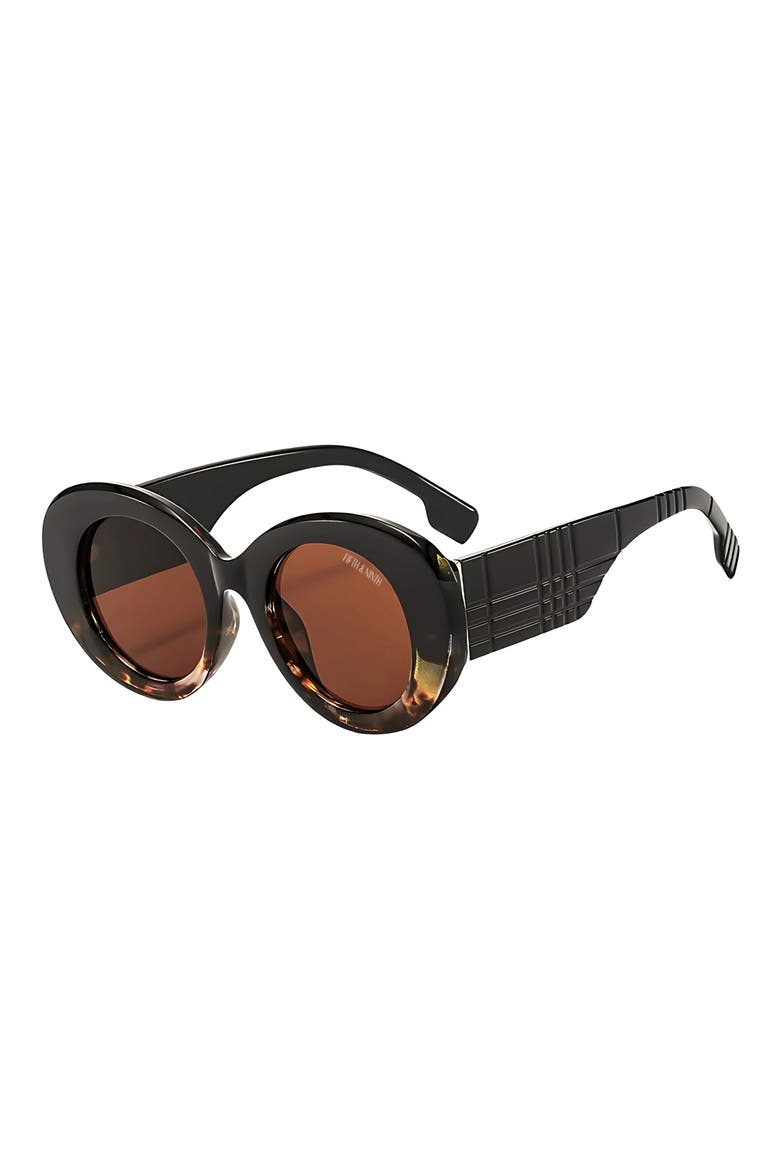 Molly 50mm Polarized Round Sunglasses, Alternate, color, BLACK TORTE/ BROWN