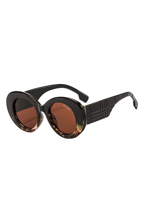 Fifth & Ninth Molly 50mm Polarized Round Sunglasses In Black Torte/brown