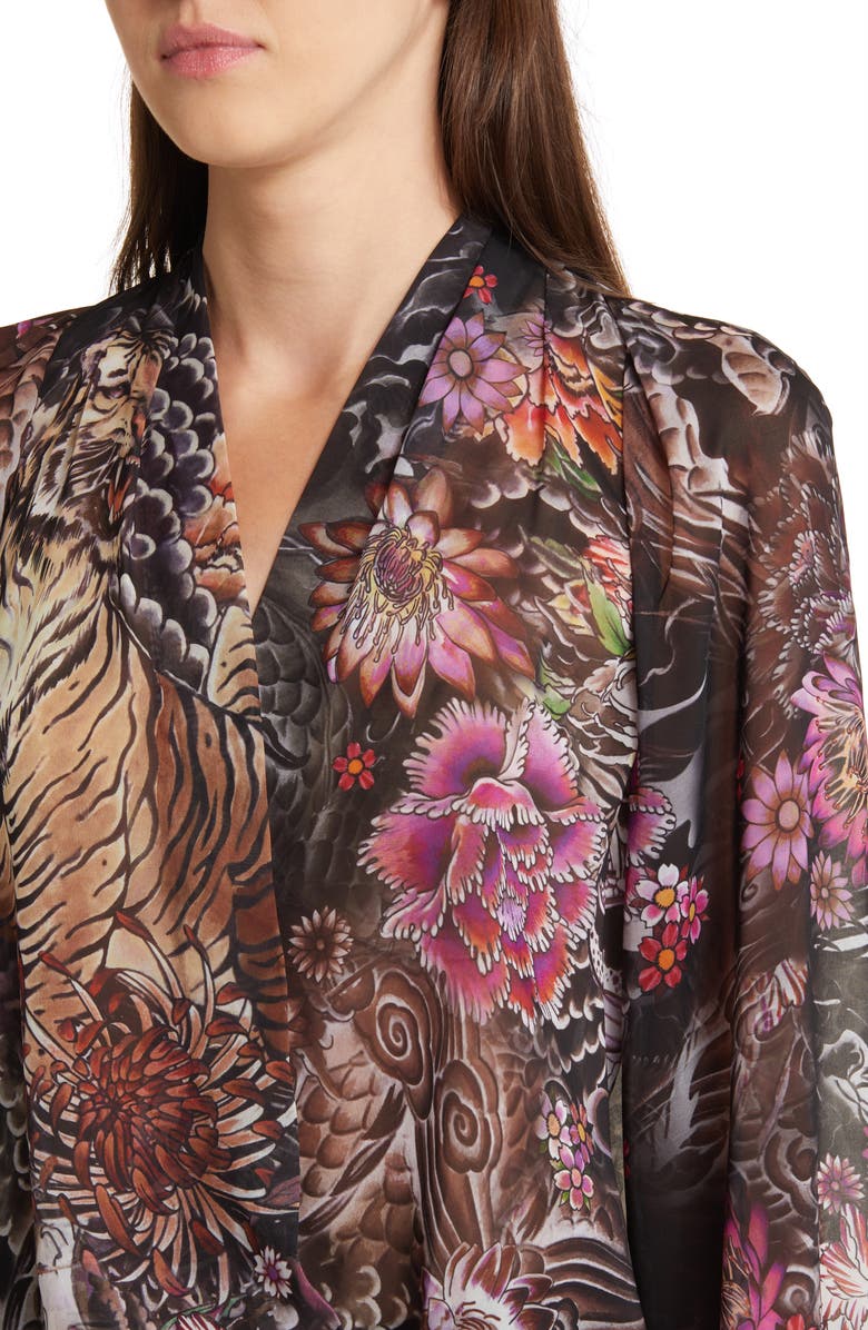 KOBI HALPERIN Robin Tiger Print Chiffon Top, Alternate, color,