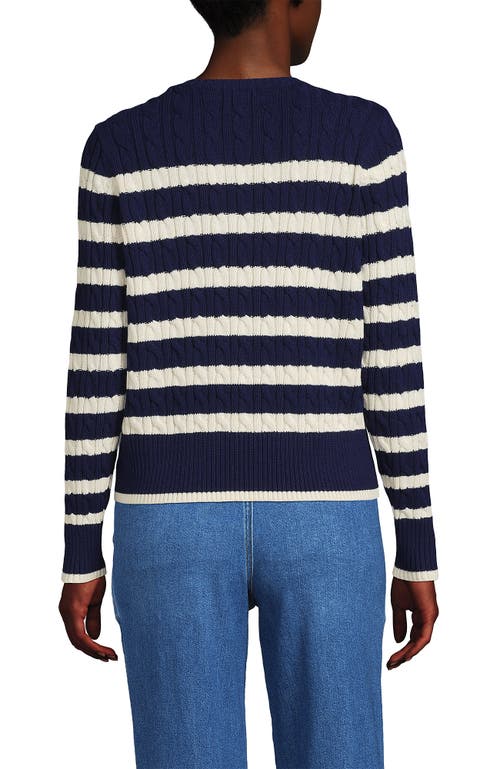 Lands' End Drifter Modern Cable Crew Sweater In Multi