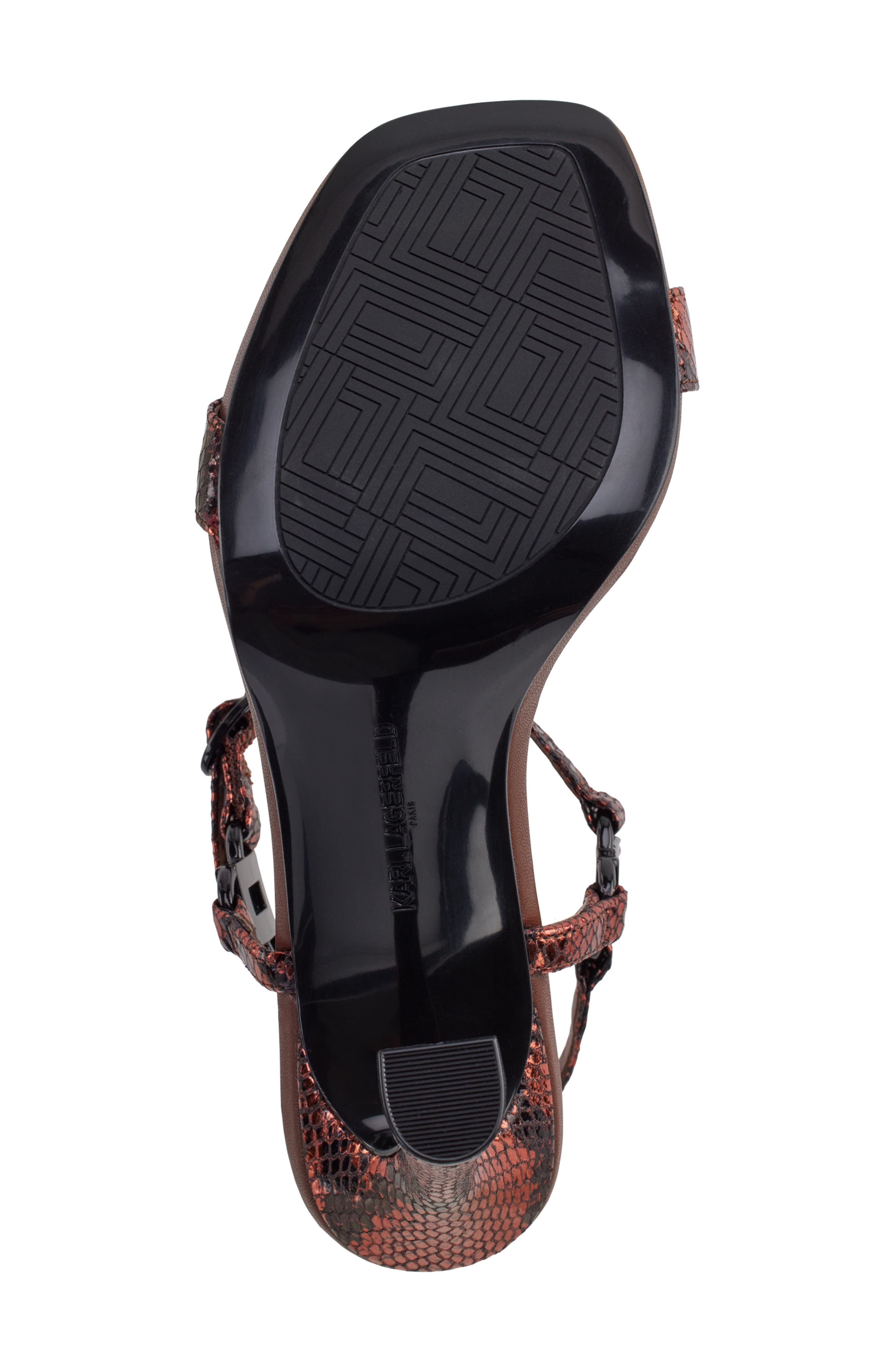 KARL LAGERFELD PARIS Cybil Snakeskin Embossed Ankle Strap Sandal, Alternate, color, 