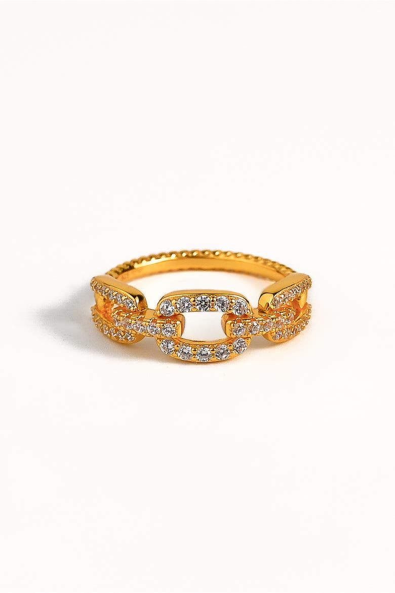 Studded Twist Chain Ring, Main, color, Gold