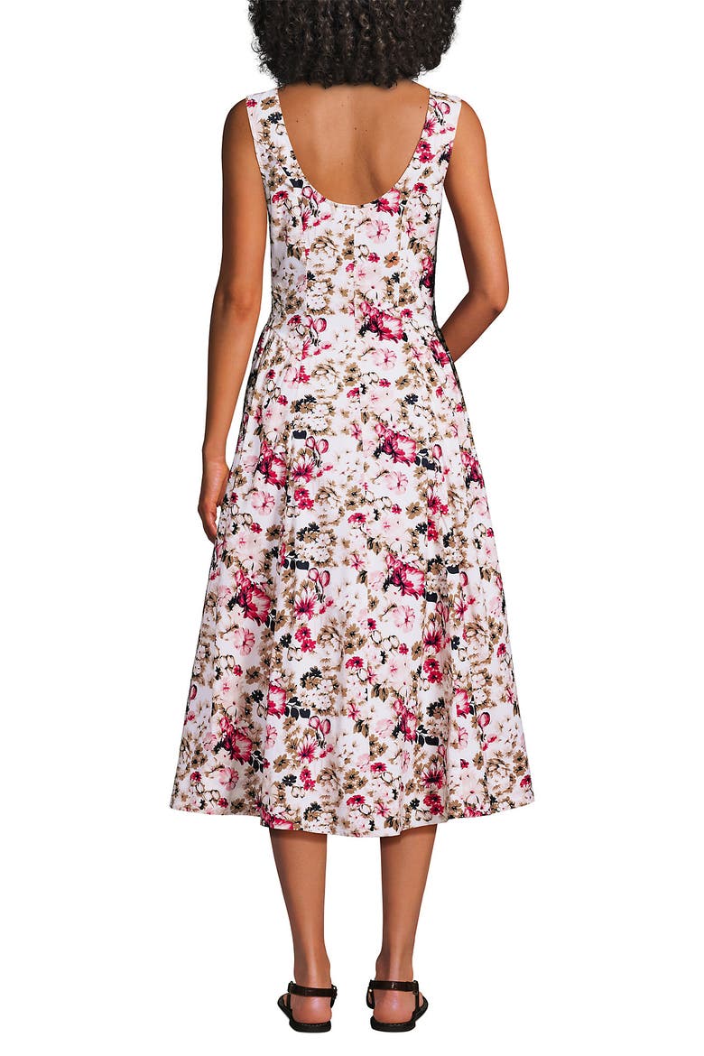 Poplin Boatneck Midi Dress, Alternate, color, Ivory/Soft Blush Blooms