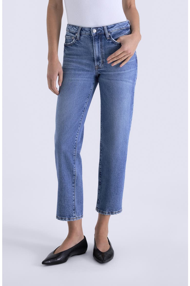Aleks Mid Rise Crop Straight Leg Jeans, Main, color, RIVER