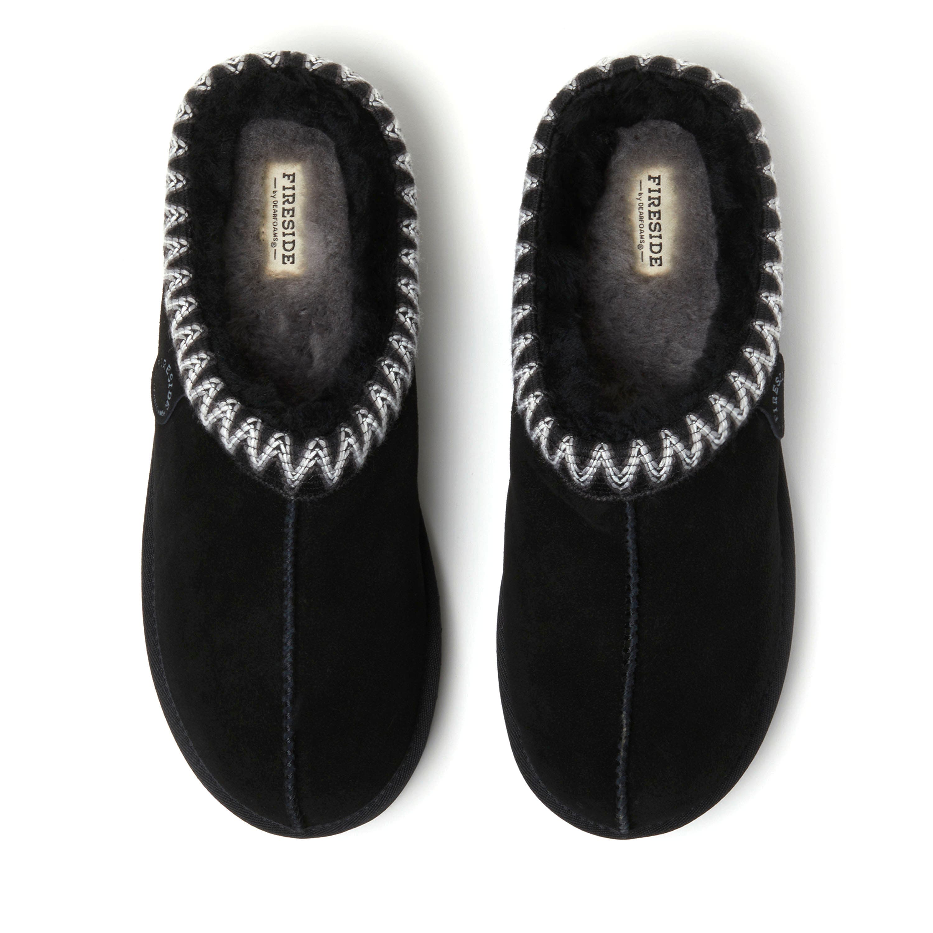 DEARFOAMS Fireside Grafton Genuine Shearling Clog Slipper with Taping, Alternate, color, Black
