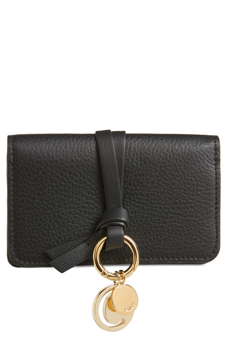 Chloé Alphabet Leather Foldover Card Case, Main, color, 