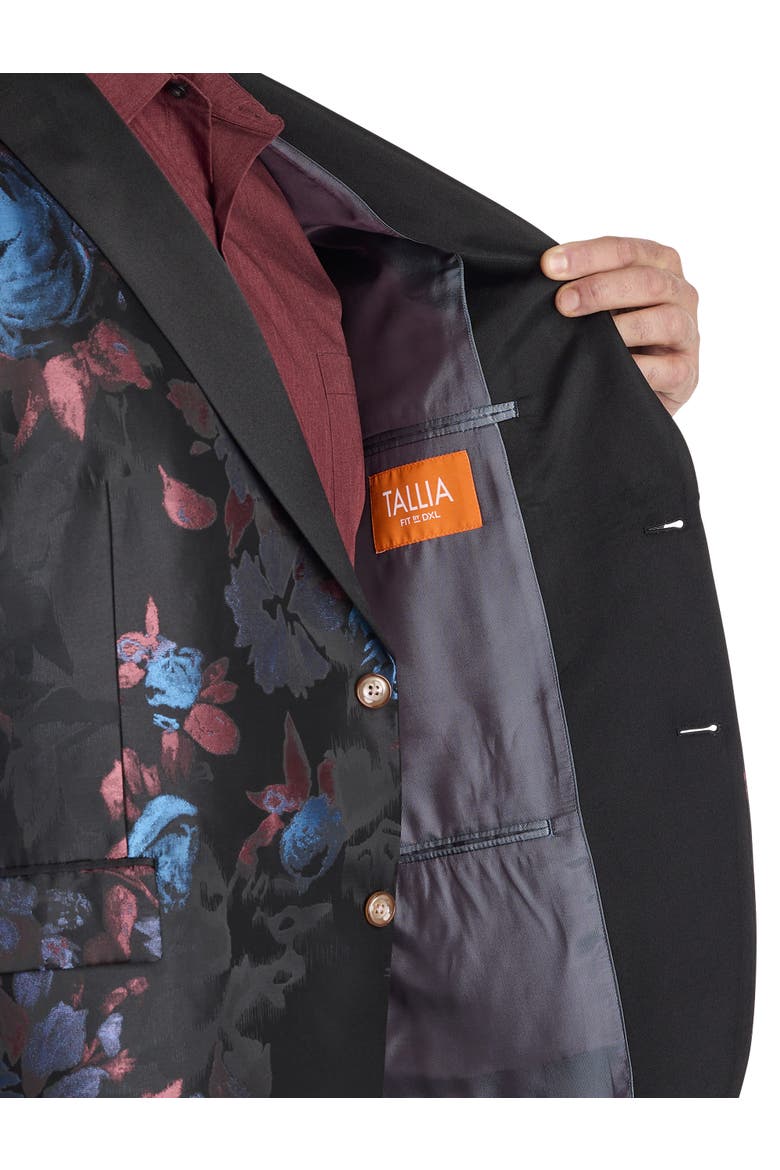 Big & Tall Bold Floral Sport Coat, Alternate, color, BLACK
