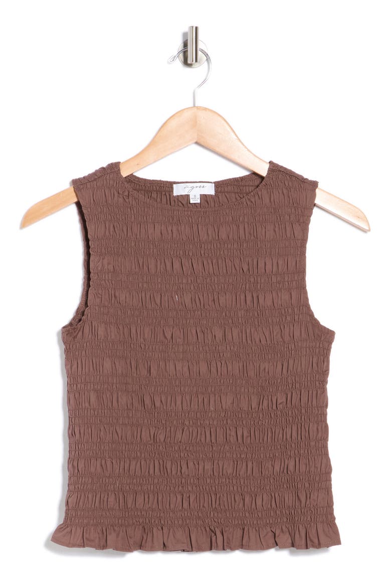 Smocked Tank, Alternate, color, BROWN