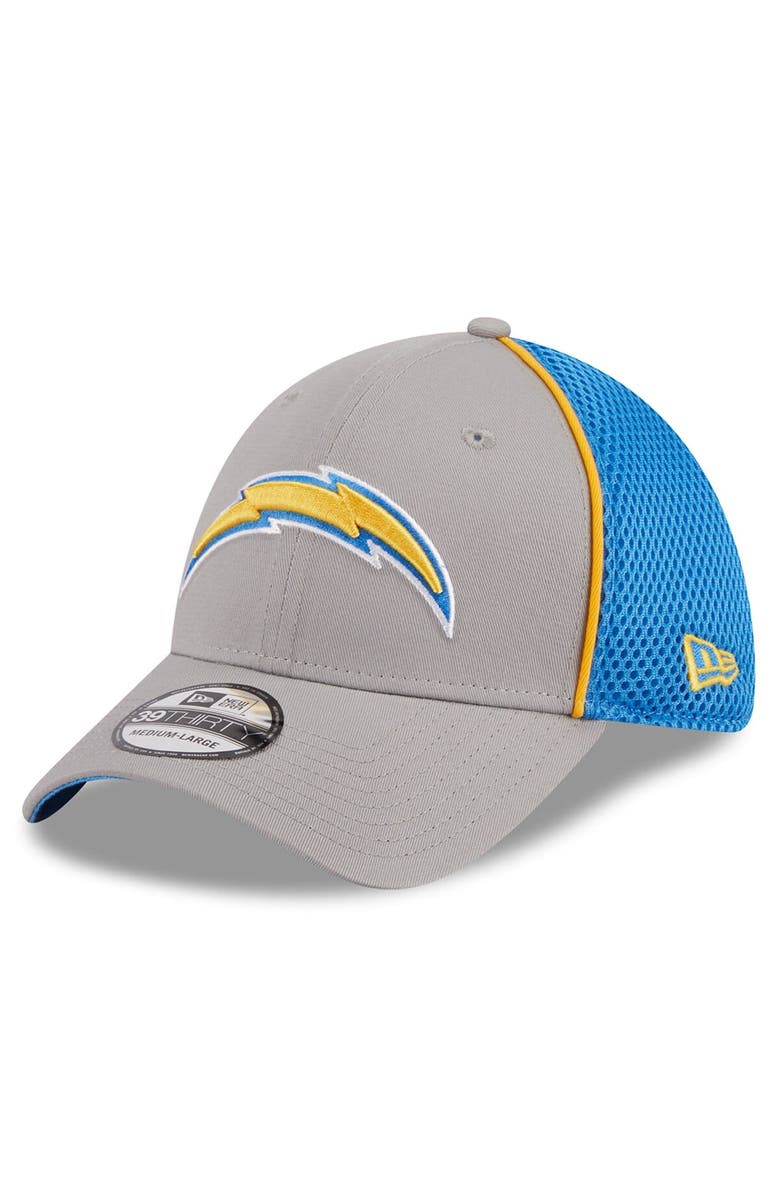 New Era Men's New Era Gray Los Angeles Chargers Pipe 39THIRTY Flex Hat, Alternate, color,