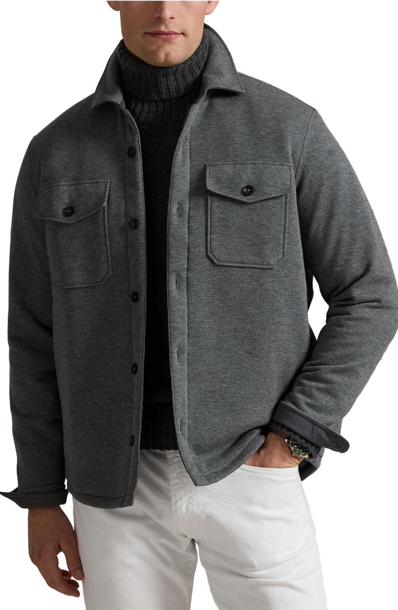 Polo Ralph Lauren Double Knit Mesh Shirt Jacket, Main, color, Fortress Grey Heather