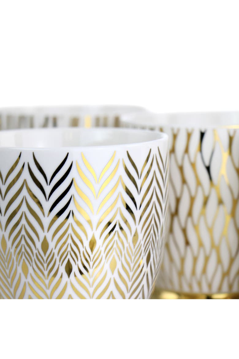4 Piece 16.7oz Electroplated Fine Ceramic Mug Set, Alternate, color, White