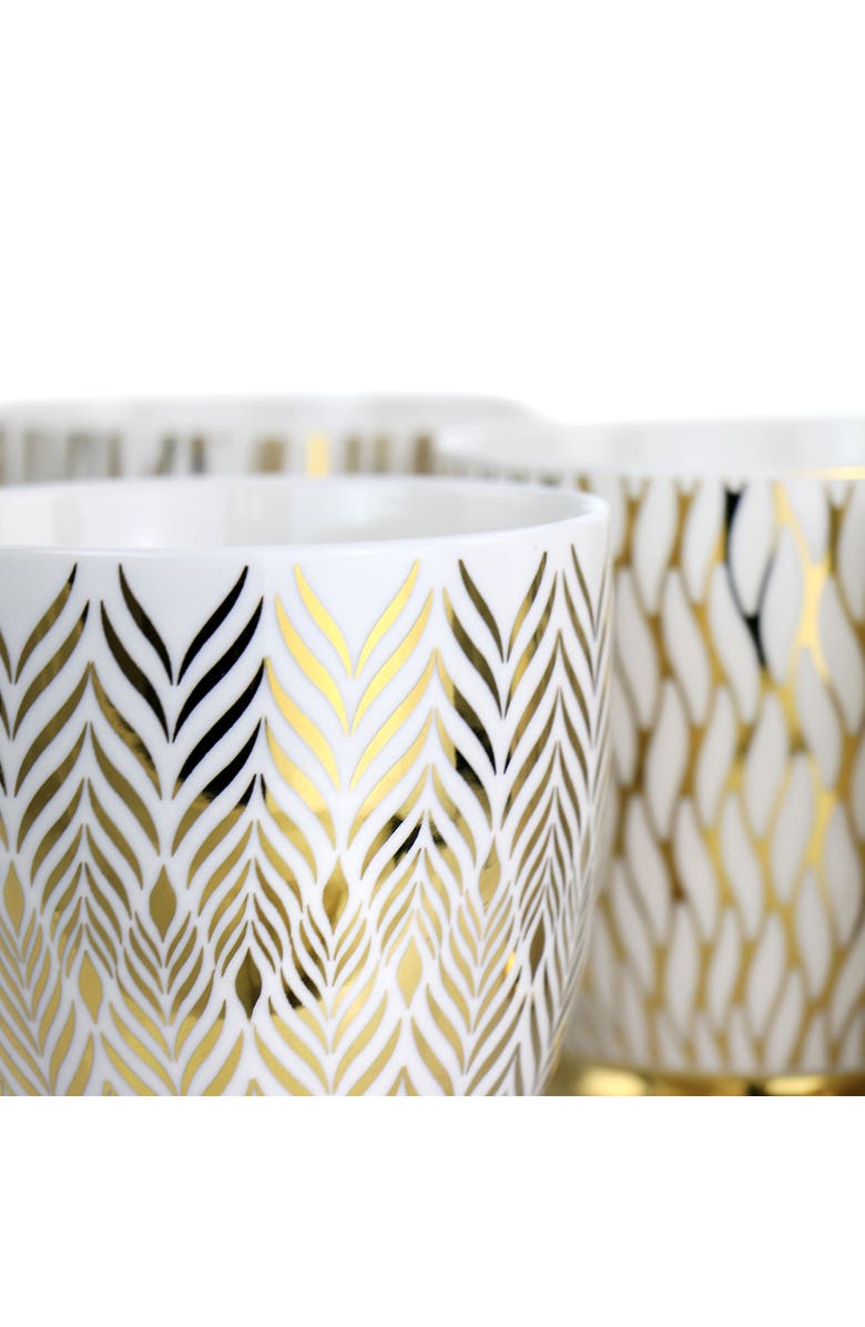 Gibson Home Gold Finch 4 Piece 16.7oz Electroplated Fine Ceramic Mug Set, Alternate, color, White